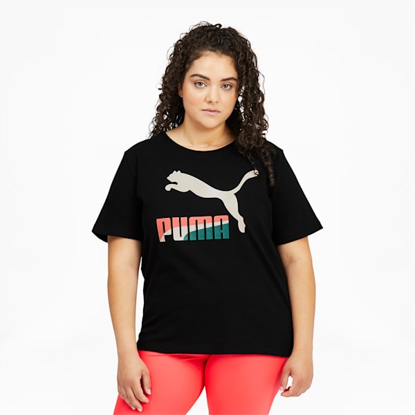 Classics Women's Logo Tee PL, Puma Black-Multi, extralarge