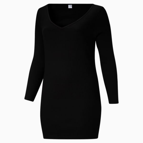 Classics Women's Ribbed Bodycon Dress PL, Puma Black, extralarge