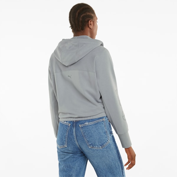 Mercedes AMG Petronas F1 Women's Regular Fit Hooded Sweat Jacket, Mercedes Team Silver, extralarge-IND