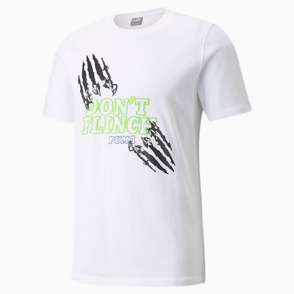 4th Quarter Short Sleeves Men's Regular Fit T-Shirt, Puma White-Green Flash, extralarge-IND