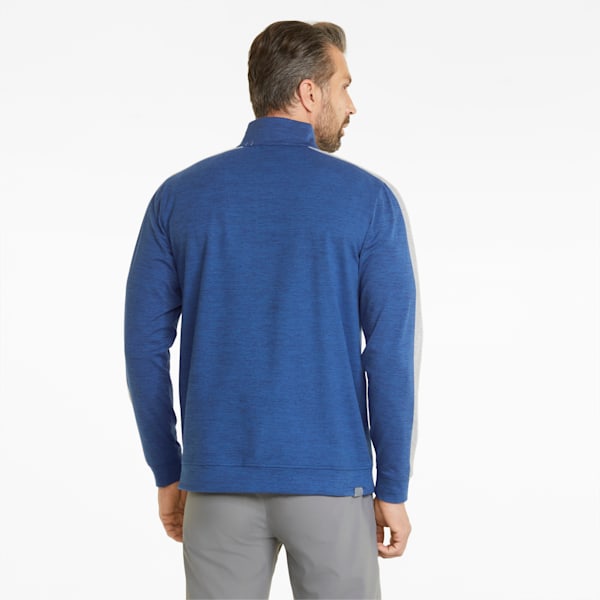 Suéter de hombre para golf CLOUDSPUN T7 con cierre de un cuarto, Blazing Blue Heather-Cintura alta