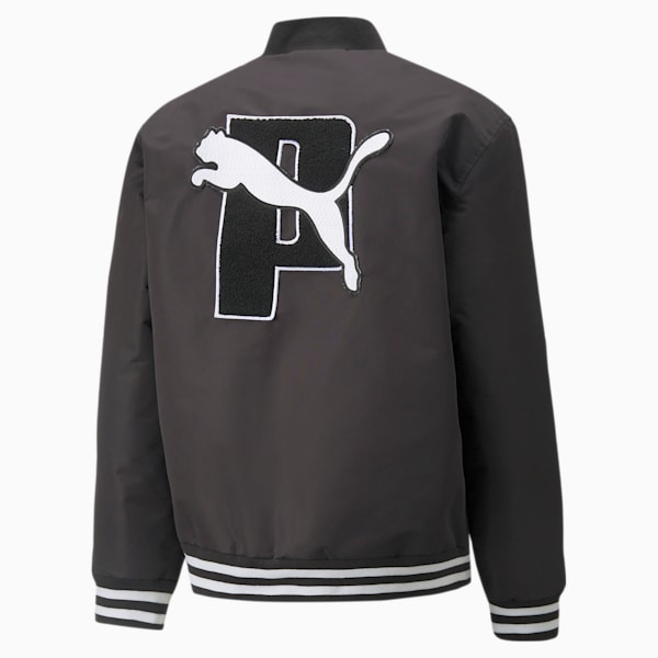 PUMA x PUMA Woven Regular Fit Unisex Loose Varsity Jacket, Puma Black, extralarge-IND