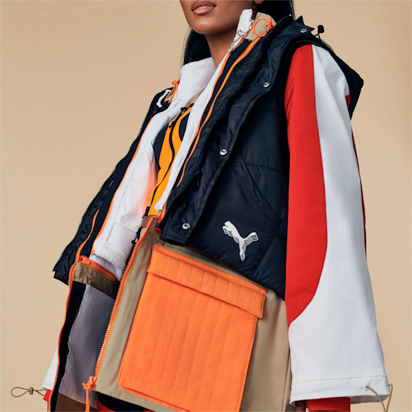 Quad Women's Basketball Jacket, Puma Black-Vibrant Orange