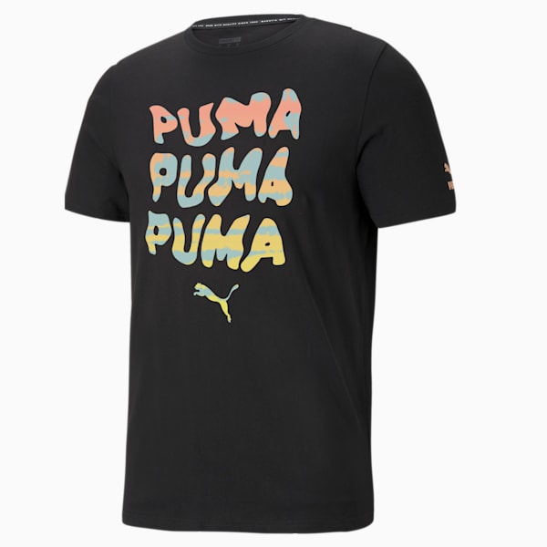 Streetwear Men's Graphic Tee, Puma Black-Tiedye, extralarge