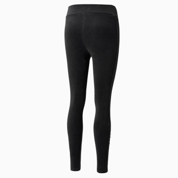 Iconic T7 Velour High Waist Tight Fit Women's Tights, Puma Black, extralarge-IND