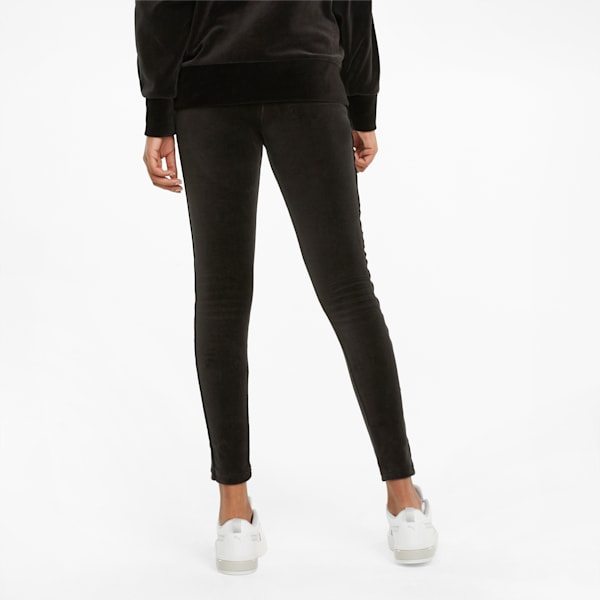 Iconic T7 Velour High Waist Tight Fit Women's Tights, Puma Black, extralarge-IND
