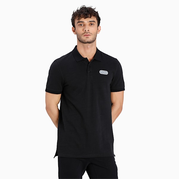 One8 Slim Fit Jacquard Men's Slim Fit Polo, Puma Black, extralarge-IND