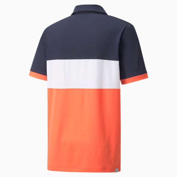 CLOUDSPUN Highway Men's Golf Polo Shirt, Navy Blazer-Hot Coral