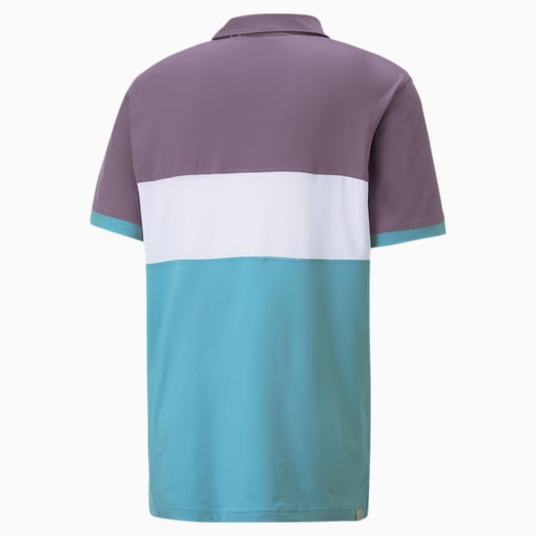 CLOUDSPUN Highway Men's Golf Polo Shirt, Purple Charcoal-Dusty Aqua