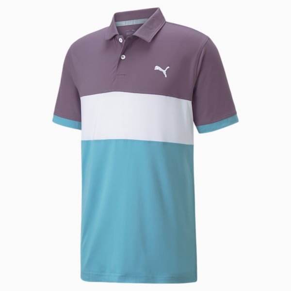 CLOUDSPUN Highway Men's Golf Polo Shirt, Purple Charcoal-Dusty Aqua