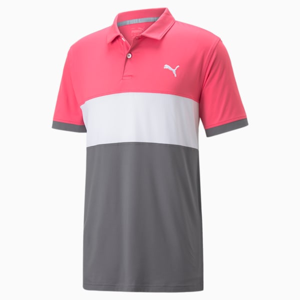 Camiseta de golf tipo polo CLOUDSPUN Highway para hombre, Sunset Pink-QUIET SHADE, extragrande