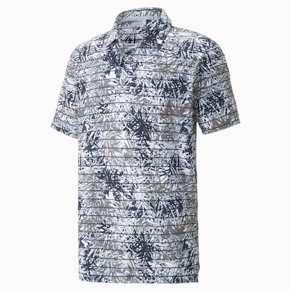 Camiseta tipo polo de Golf con estampado de hojas tropicales CLOUDSPUN para hombre, QUIET SHADE-Navy Blazer, extralarge