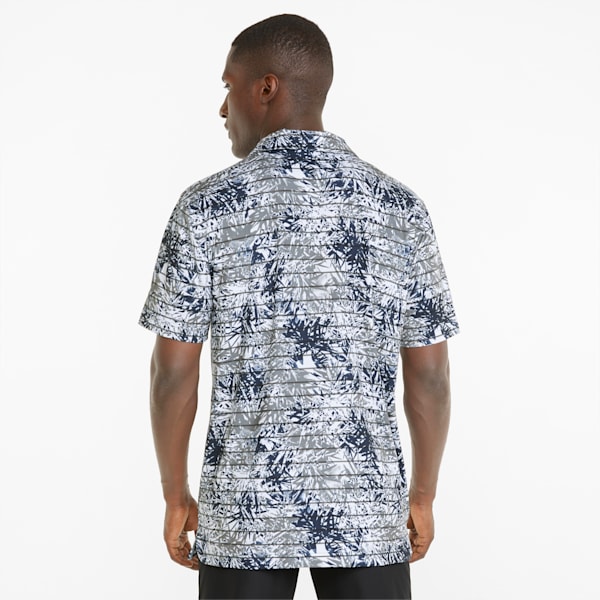 Camiseta tipo polo de Golf con estampado de hojas tropicales CLOUDSPUN para hombre, QUIET SHADE-Navy Blazer, extralarge