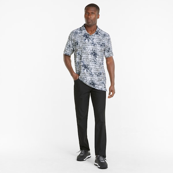 Camiseta tipo polo de Golf con estampado de hojas tropicales CLOUDSPUN para hombre, QUIET SHADE-Navy Blazer, extralarge