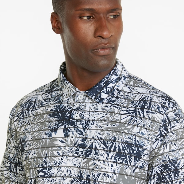 Camiseta tipo polo de Golf con estampado de hojas tropicales CLOUDSPUN para hombre, QUIET SHADE-Navy Blazer, extralarge