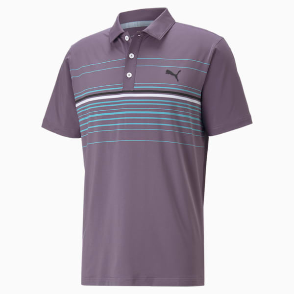 Mattr Canyon Men's Golf Polo Shirt, Purple Charcoal-Puma Black