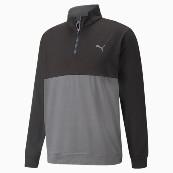 Gamer Colourblock Quarter-Zip Men’s Golf Pullover, Puma Black-QUIET SHADE, extralarge