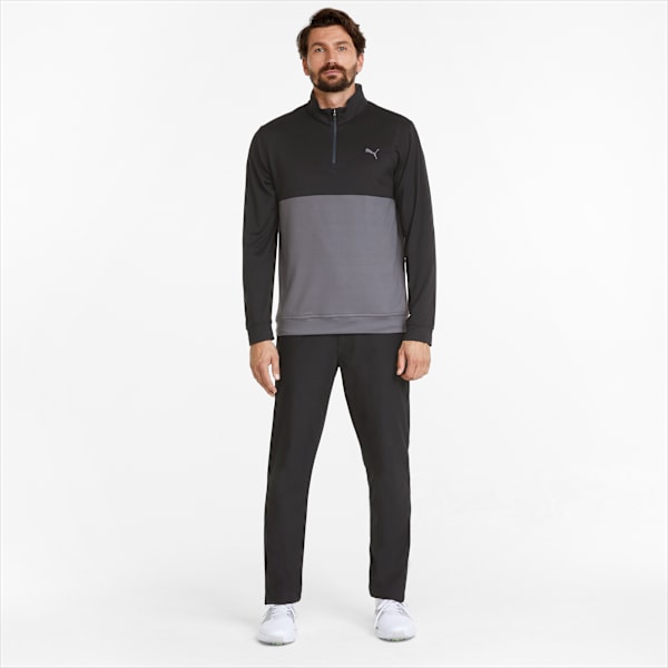 Gamer Colourblock Quarter-Zip Men’s Golf Pullover, Puma Black-QUIET SHADE, extralarge