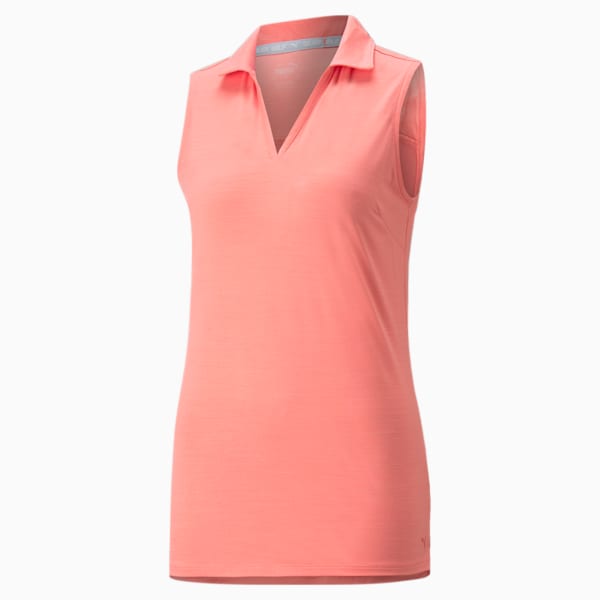 CLOUDSPUN Coast Sleeveless Women's Golf Polo, Carnation Pink Heather
