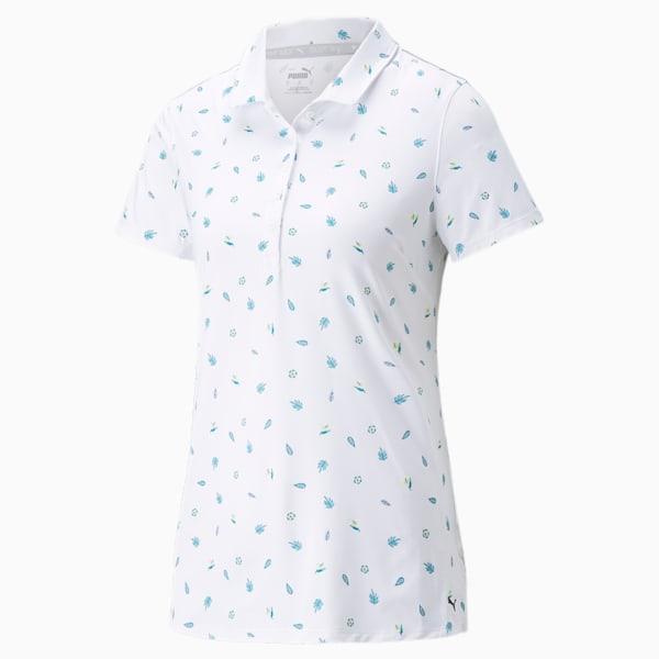 Mattr Tropics Women's Golf Polo Shirt, Bright White-Porcelain