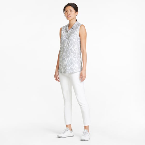 CLOUDSPUN Three-Brush Sleeveless Women's Golf Polo Shirt, High Rise-Bright White