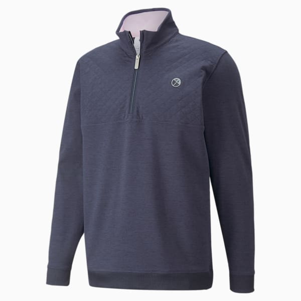 PUMA x ARNOLD PALMER CLOUDSPUN Castle Quarter-Zip Men's Golf Sweater, Navy Blazer Heather