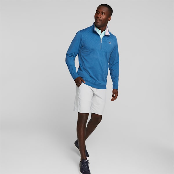 PUMA x ARNOLD PALMER CLOUDSPUN Castle Quarter-Zip Men's Golf Sweater, Lake Blue Heather