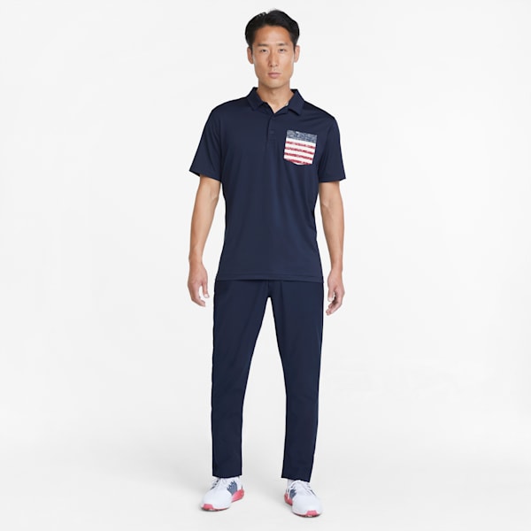 PUMA x VOLITION Paisley Pocket Men's Golf Polo Shirt, Navy Blazer-Ski Patrol, extralarge