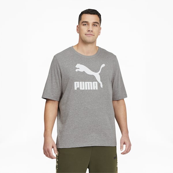 Classics Logo Men's Tee Big And Tall, Medium Gray Heather-Puma White, extralarge