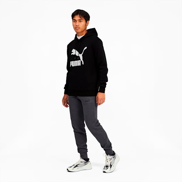 Men's Classics Logo Hoodie, Cotton Black-Puma White, extralarge