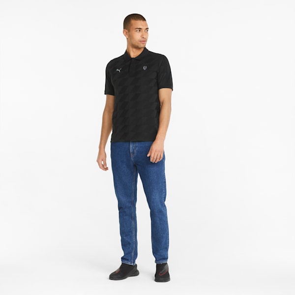 Scuderia Ferrari Style Jacquard Men's Polo Shirt, Puma Black