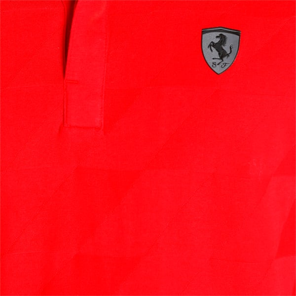 Scuderia Ferrari Style Jacquard Men's Polo Shirt, Rosso Corsa