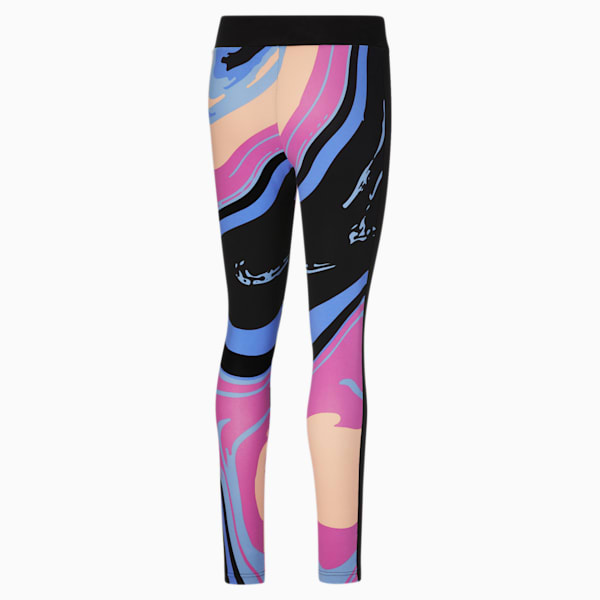 Marbled Women's T7 AOP Leggings, Baja Blue, extralarge