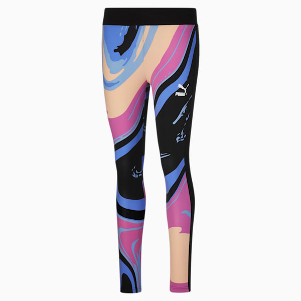 Marbled Women's T7 AOP Leggings, Baja Blue, extralarge