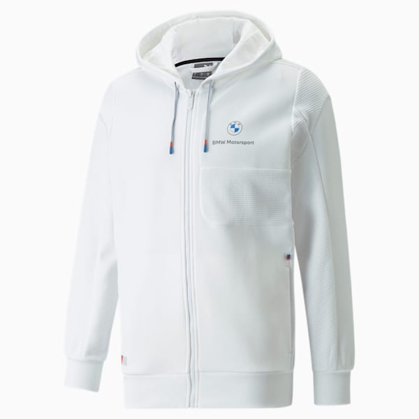 BMW M Motorsport Hooded Men's Sweat Jacket, Puma White, extralarge