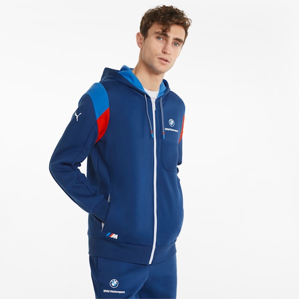 BMW M Motorsport Hooded Men's Regular Fit Sweat Jacket, Estate Blue, extralarge-IND
