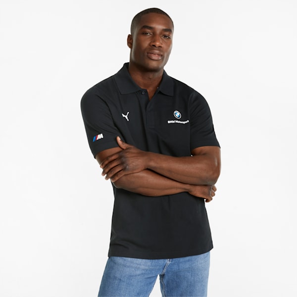 BMW M Motorsport Jacquard Men's Polo Shirt, Cotton Black, extralarge