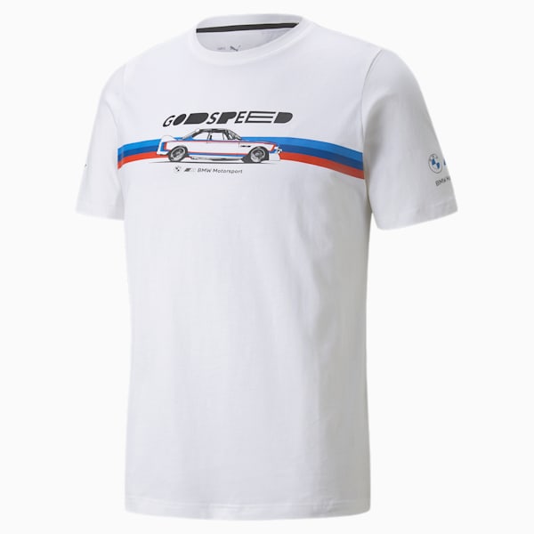 BMW M Motorsport Car Graphic Men's Tee, Puma White, extralarge