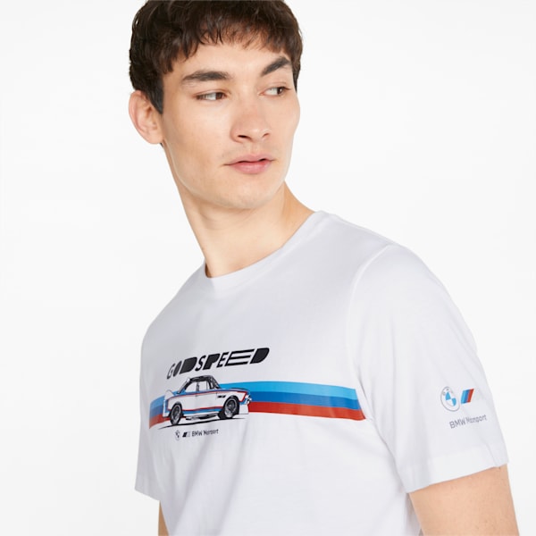 Playera con estampado gráfico para hombre BMW M Motorsport Car, Puma White, extralarge
