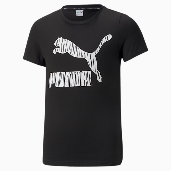 Summer Roar Logo Girl's Regular Fit T-Shirt, Puma Black, extralarge-IND