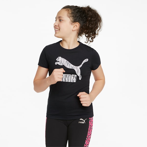 Summer Roar Logo Girl's Regular Fit T-Shirt, Puma Black, extralarge-IND