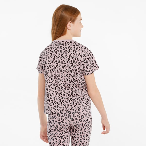 Summer Roar Printed Knotted Girl's Relaxed Fit T-Shirt, Chalk Pink-AOP, extralarge-IND