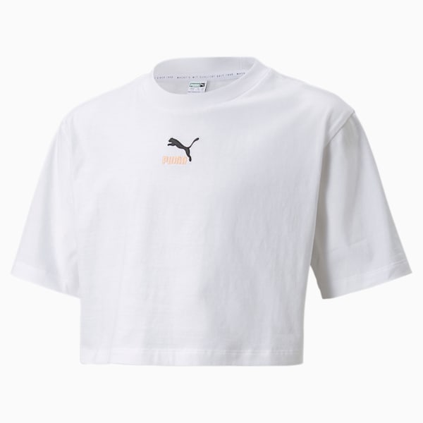 GRL Cropped Youth  T-shirt, Puma White