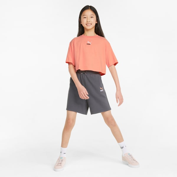 キッズ ガールズ クロップド 半袖 Tシャツ 104-152cm, Peach Pink, extralarge-JPN