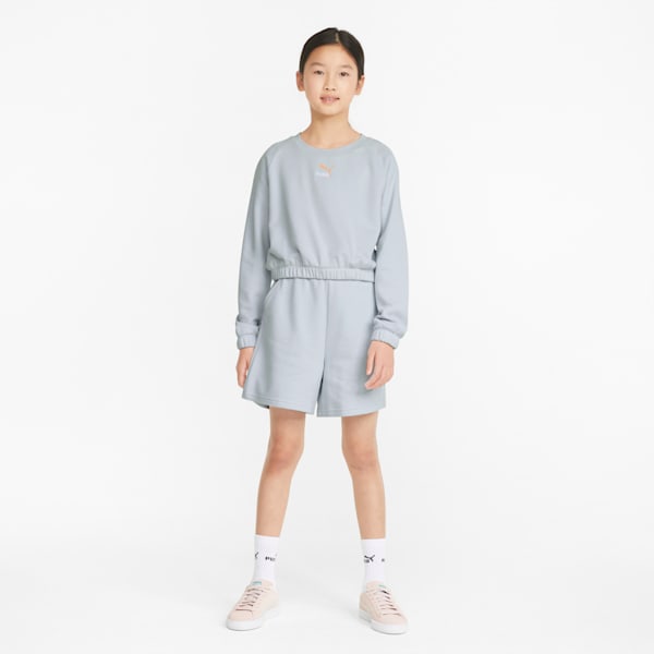 GRL Cropped Crew Neck Youth Sweater, Arctic Ice