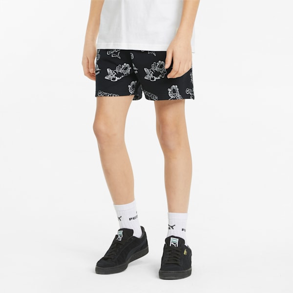 PUMA x GARFIELD Kids' Printed Shorts, Puma Black-AOP