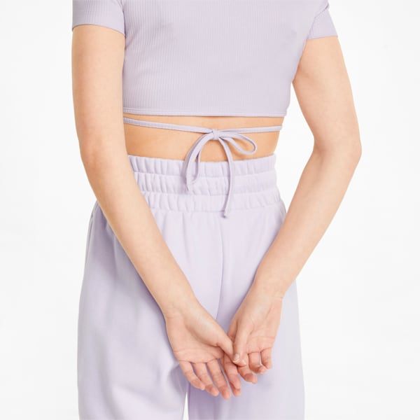Camiseta acanalada Classics para mujer, Lavender Fog, extragrande