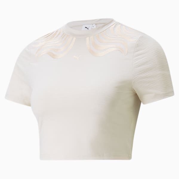 Snow Tiger Cropped Tight Women's  T-shirt, Puma White, extralarge-IND