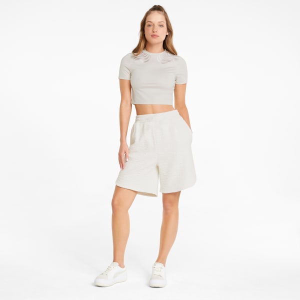 Snow Tiger Cropped Tight Women's  T-shirt, Puma White, extralarge-IND