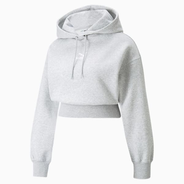Classics Cropped Women's Hoodie, Light Gray Heather, extralarge